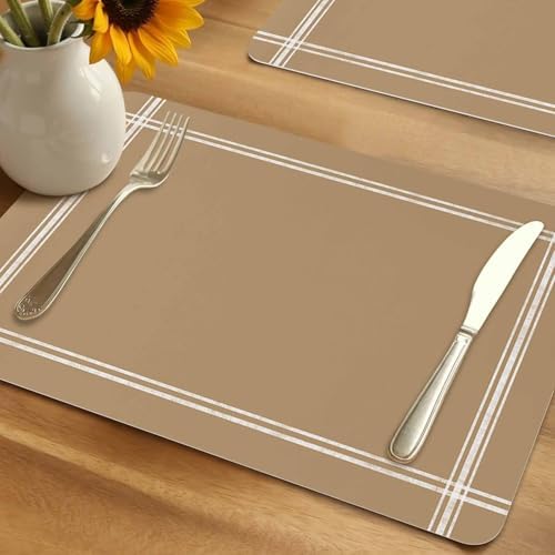 Faux Leather Placemats Set of 6 Solid Color Waterproof Heat Resistant