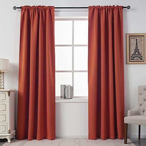 DUALIFE Rust Curtains for Living Room - 72 Inch Length Rod Pocket