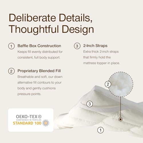 Coop Home Goods Essence Down Alternative Mattress Topper Queen, Plush