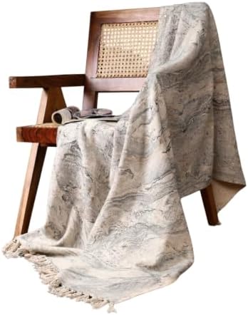 47x71 Throw Blanket in Light Beige/Cream with Warm Taupe/Grey – Soft