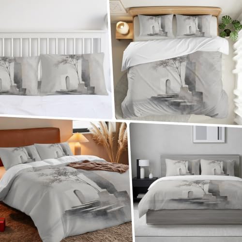 Duvet Cover Queen Size, Modern Minimalist Art 3-Piece Bedding