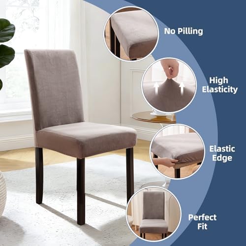 100% Waterproof Chair Covers for Dining Room Set of 4, Soft Thick