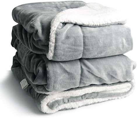 EDOW Faux Sherpa Flannel Throw Blanket, 600GSM Thickened Reversible