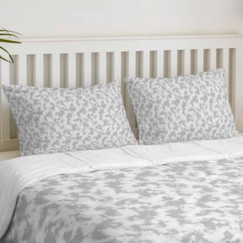 Duvet Cover Queen Size, Gray Florals 3-Piece Bedding Quilt/Comforter