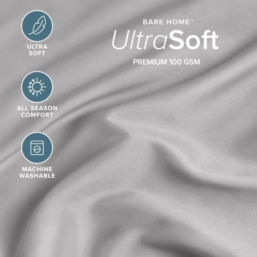Bare Home Deep Pocket Fitted Sheet (Twin XL - 22" Pocket, Light Grey)