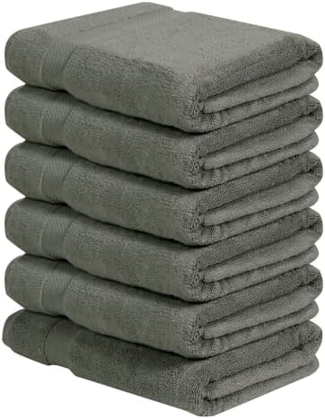 Reversible Long Staple 100% Cotton Bath Towels Set of 6 Large