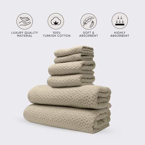 Towels Beyond - 6 Piece Luxury Bath Towels Set for Bathroom - 100%
