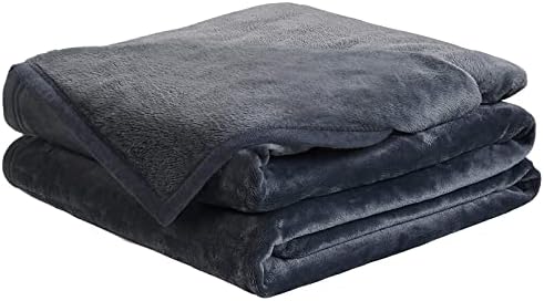 EASELAND Soft Lightweight Queen Size Fleece Blanket, Dark Grey 90x90