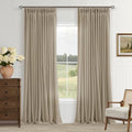 Light Brown Pinch Pleated Semi Sheer Linen Curtains 108 Inch Length