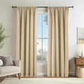 LUSTROWIN Natural Linen Curtains 84 Inches Long for Living Room