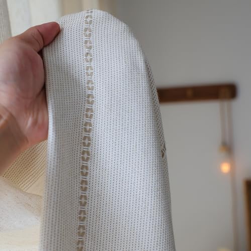 Natural Linen Back Tab Curtains 84 Inch Length for Living Room 1 Panel