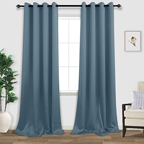KOUFALL 108 Inch Long Blackout Curtains for Living Room, Grommet Silk