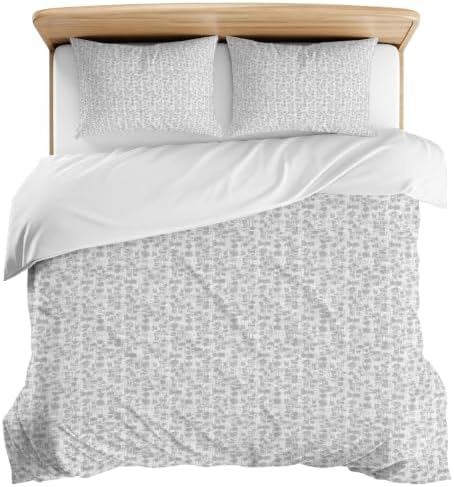 3 Pieces Bedding Set Queen Size, Vintage Gray Soft Duvet Covers Set