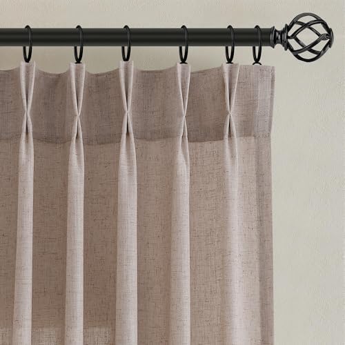 Nanspring Pinch Pleated Linen Curtains 84 Inches Long for Living Room