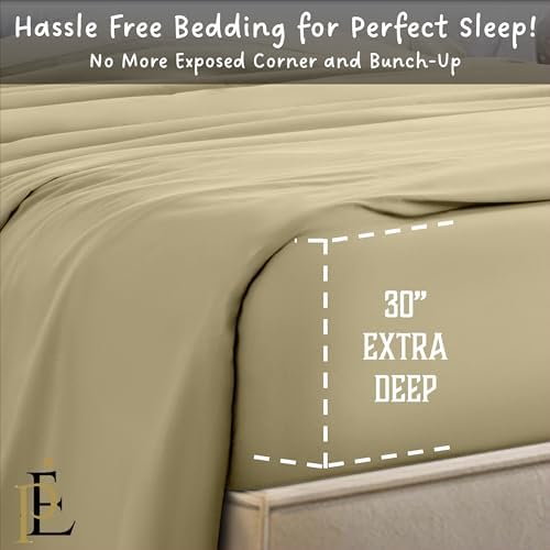 Twin-XL Fitted Sheet Only 800-TC Egyptian Cotton, 30" Deep Pocket
