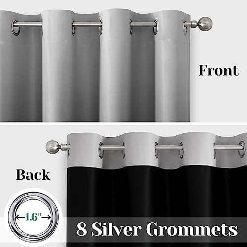 HOMEIDEAS Ombre 100% Blackout Grey Curtains 52W x 96L 2 Panels
