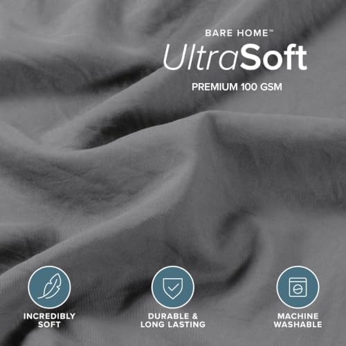 Bare Home Washed Duvet Cover Set 1800 Ultra-Soft (King/Cal King, Grey)