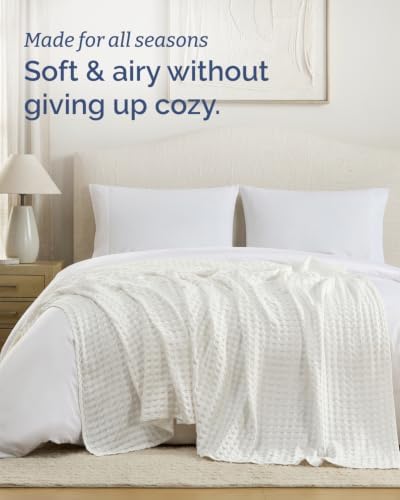 Cooling Waffle Blanket for Hot Sleepers - King Size, 108x90, Ivory