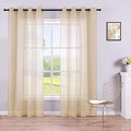 Tan Beige Curtains 84 Inches Long,Sheer Grommet Farmhouse Style