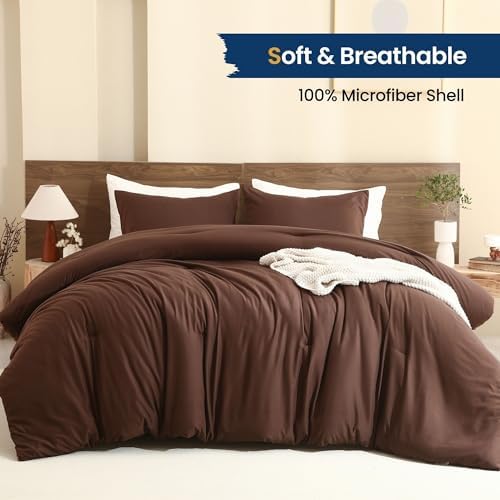 Paxrac Earthy Brown Comforter King Size, Neutral 3 Pieces Comforter
