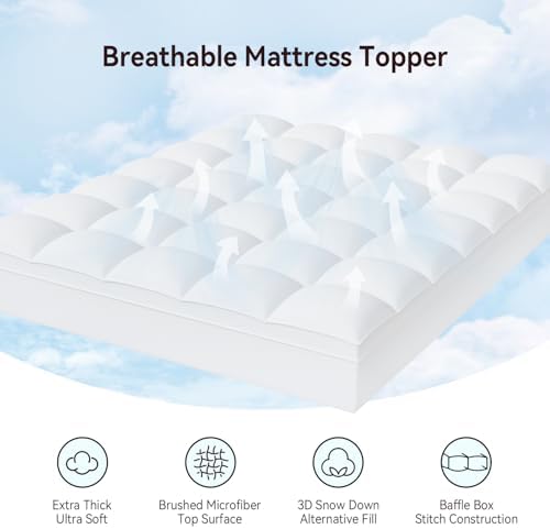 ABENE Queen Mattress Topper, Thick Pillow Top Mattress Pad, Plush