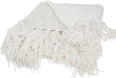 BIRDROCK HOME Internet’s Best Chenille Throw Blankets - Ivory - Ultra