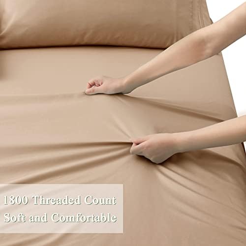Horbaunal Extra Deep Pocket Queen Fitted Sheet Only, Taupe