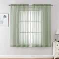 OVZME Light Green Sheer Curtains 63 inch Length 2 Panels Set for