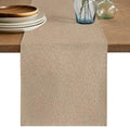 Beige Table Runner 108 Inches Long, Farmhouse Solid Textured Rustic