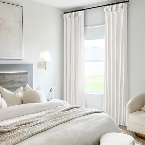 Natural Cream 120 inch Long Pinch Pleated Curtains for Living Room 2