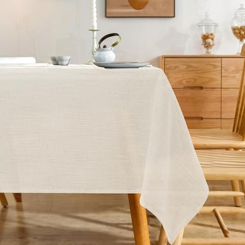 Natural Linen Textured Square Tablecloth, Slubby Lightweight Table