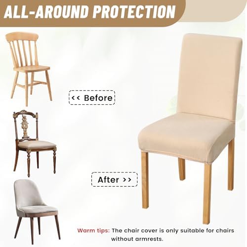 Rakila Velvet Dining Chair Covers Set of 4, Soft Stretch Washable