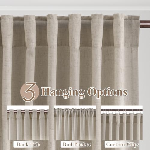 Joywell Linen Curtains 84 Inches Long for Living Room Cobblestone