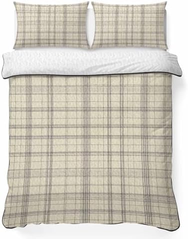 Quilts King Size Bedding Set, Check Plaid Lightweight Quilted