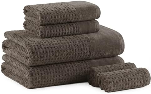 Madison Park Spa Waffle 100% Cotton Bath Towel Set, 600 GSM, 6 PC
