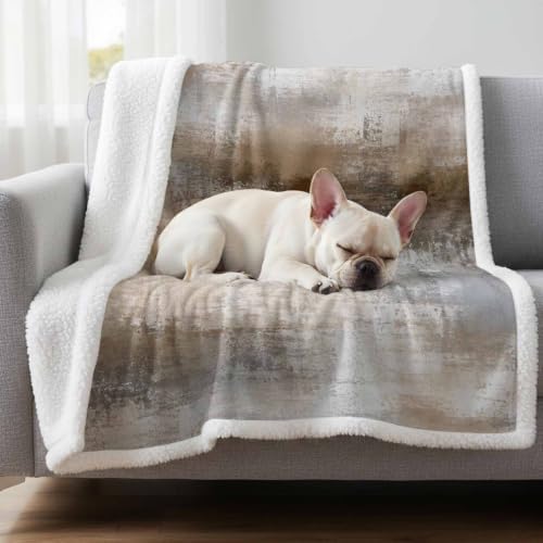 Brown Gray Abstract Sherpa Fleece Throw Blanket Vintage Minimalist