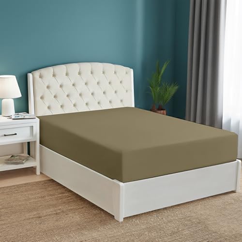 Egyptian Cotton Fitted Sheet Queen Size 16 Inch Deep - Taupe