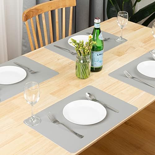 Placemats Set of 4, Faux Leather Place Mats Heat Stain Scratch