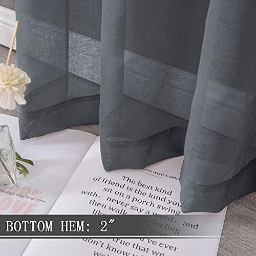 Tollpiz Sheer Curtains Living Room Linen Textured Curtain Sheers Light