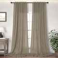 Taupe Back Tab Linen Curtains 96 Inches Long for Living Room Bedroom 2