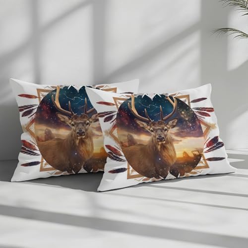 California King Duvet Cover Set Animal Deer Feather Arrow Soft