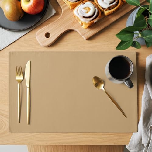 Placemats Set of 8, Pure Oatmeal Non Slip Table Mats, Washable Place