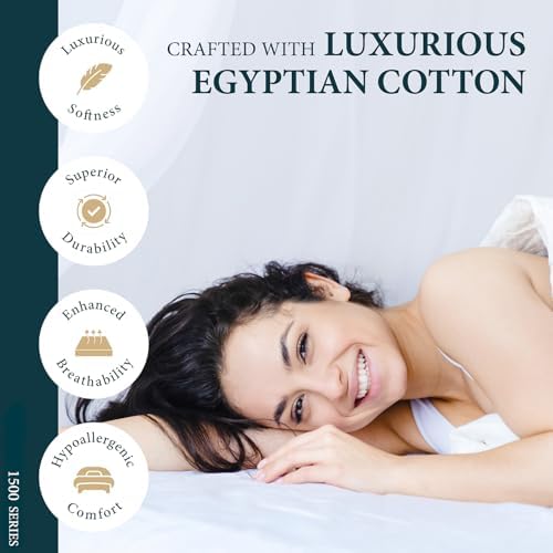 100% Egyptian Cotton King Size Sheets Set - Luxury High Thread Count