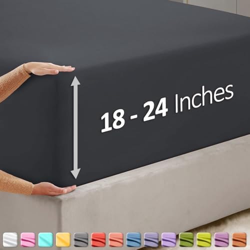 Hearth & Harbor Extra Deep Pocket California King Fitted Sheet, Dark