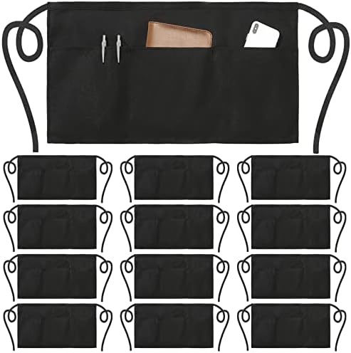 NOBONDO 12 Pack Waitress Aprons with 3 Pockets - Waist Aprons for