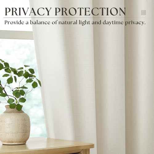 Ivory Semi Sheer Bronze Grommet 108 Inch Extra Long Linen Window