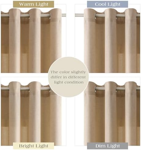 Nanspring Linen Curtains 96 Inches for Living Room Grommet Taupe