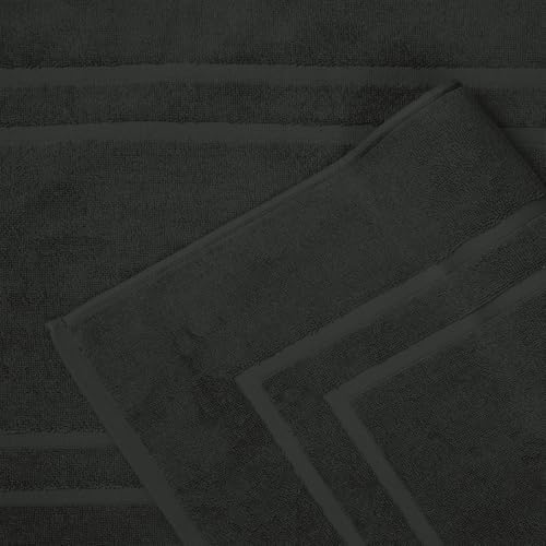 Feather & Stitch 100% Cotton Bath Mats 2 Piece 30x21 Inches, Charcoal