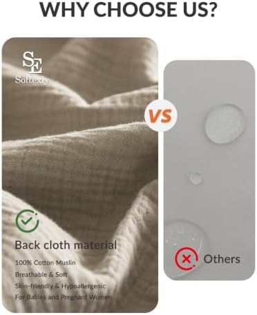 SE SOFTEXLY Muslin Duvet Cover Queen Size, 100% Washed Cotton Duvet