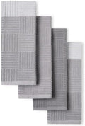 For Gray Basketweave Striped Terrycloth Kitchen Towel Set (Set of 4)